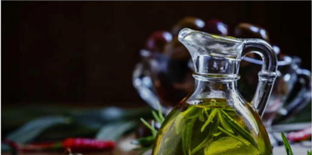 Vegetable oil in a glass jug